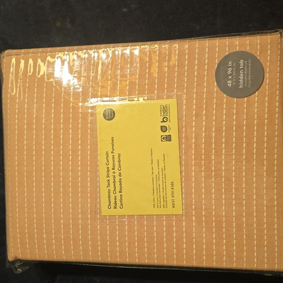 ❤️BUY 2 GET 1 FREE  West Elm Chambray Tack Stripe Curtain, Size 48"W x 96"L,Pink - Picture 5 of 11